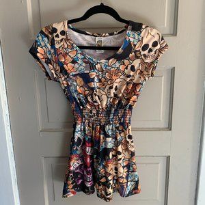 Ed Hardy Short Sleeve Graphic Skull Top